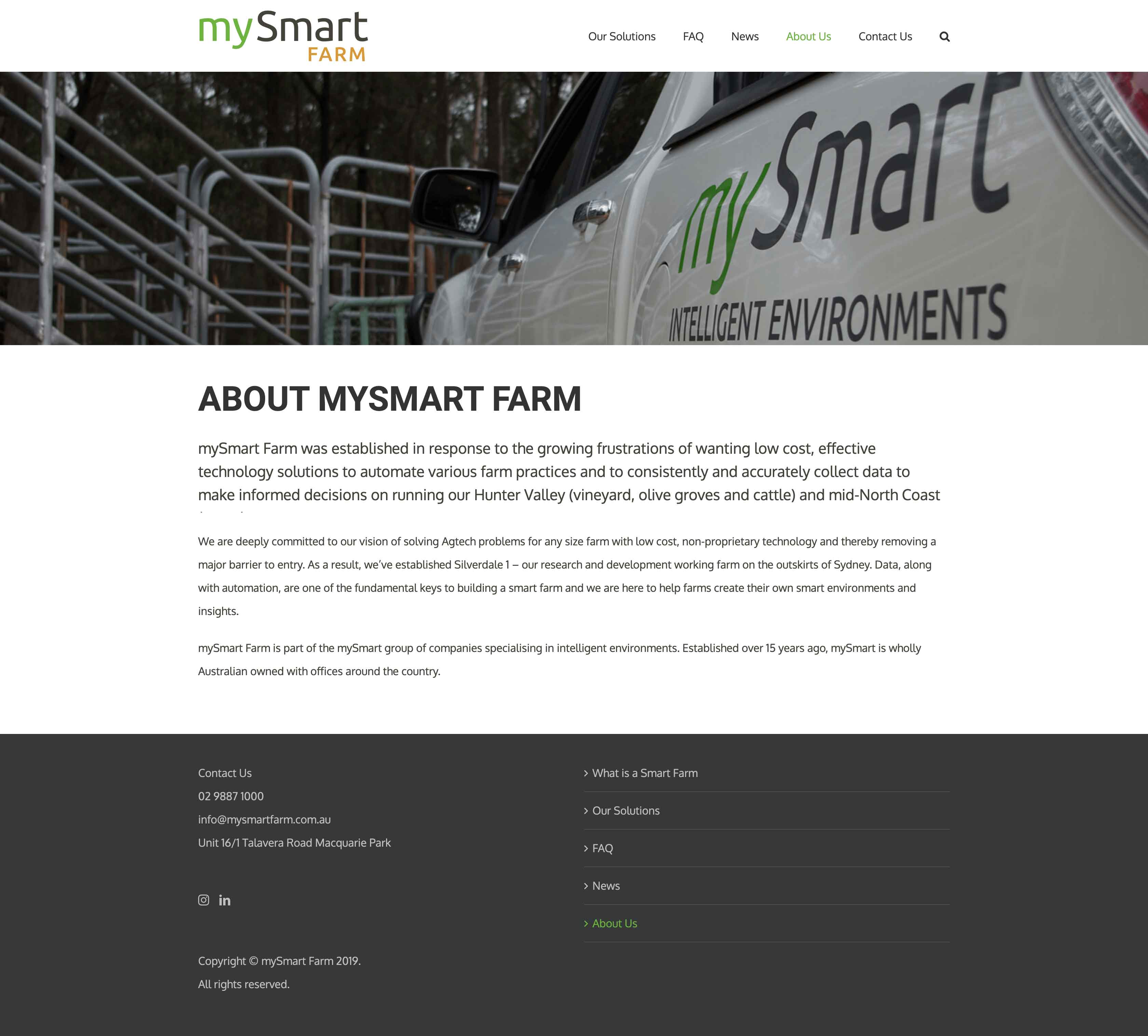 mySmart Farm | Website Build About us page