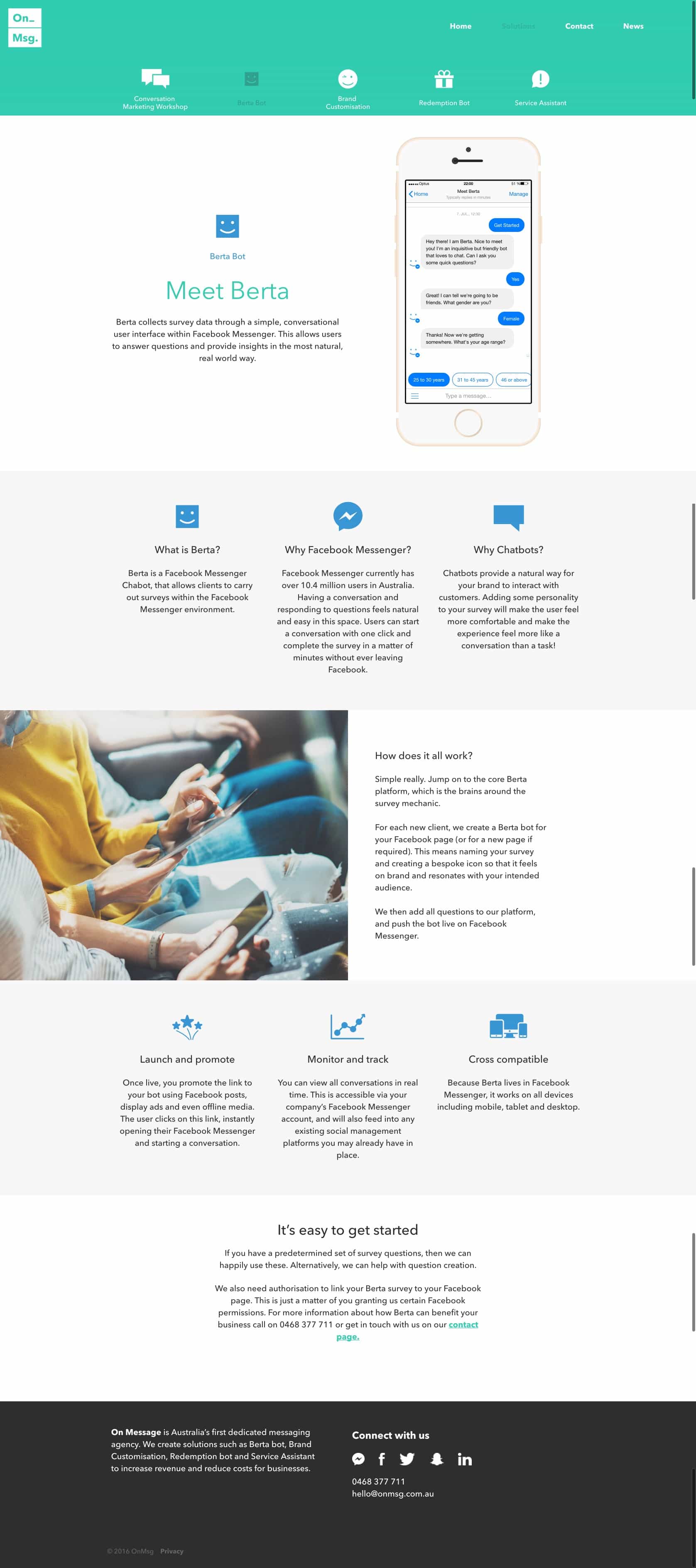 On Message | Website Build berta bot page