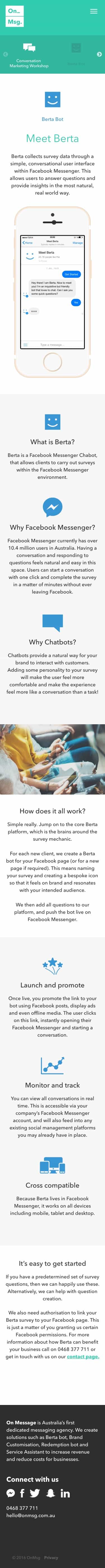 On Message | Website Build berta bot page