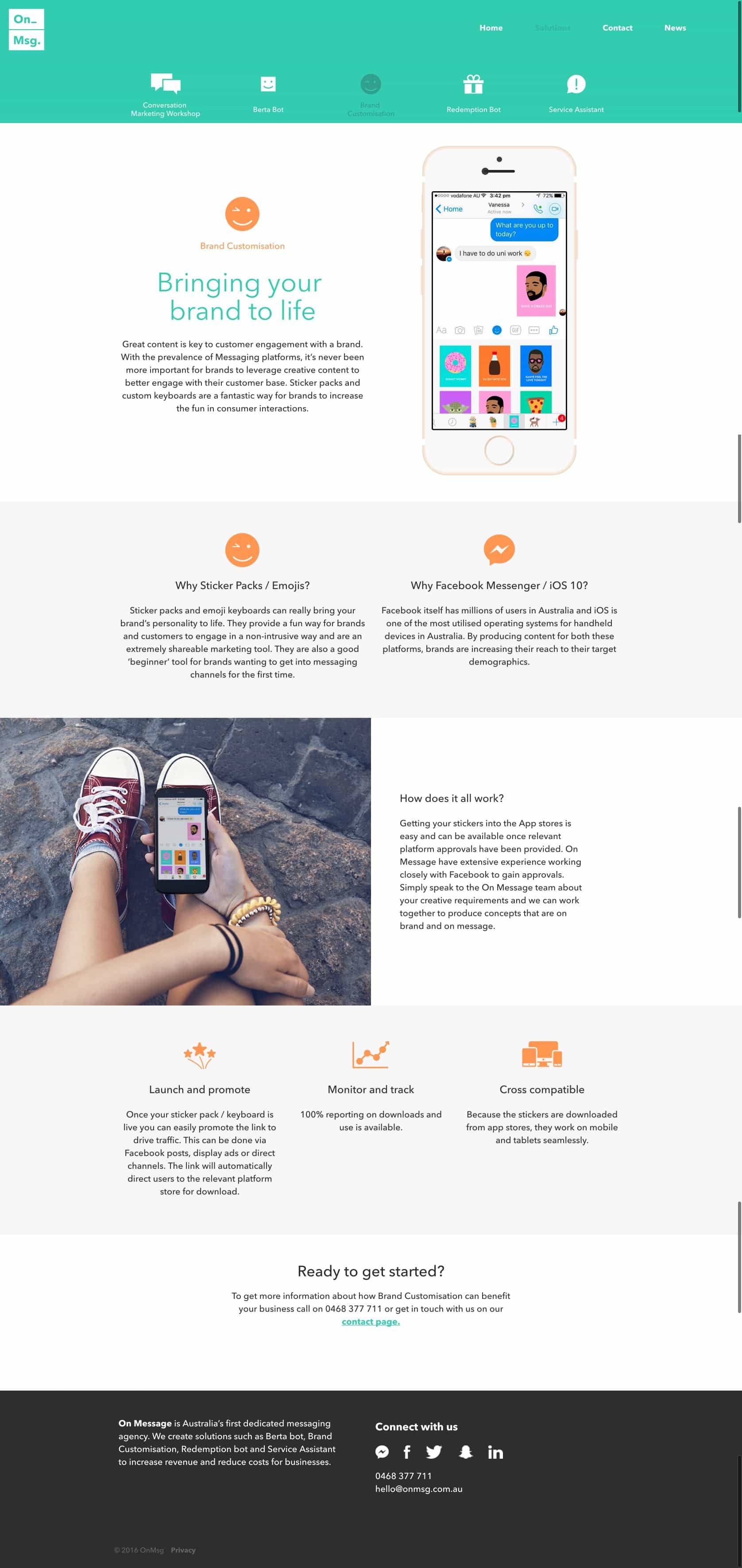 On Message | Website Build brand customisation page