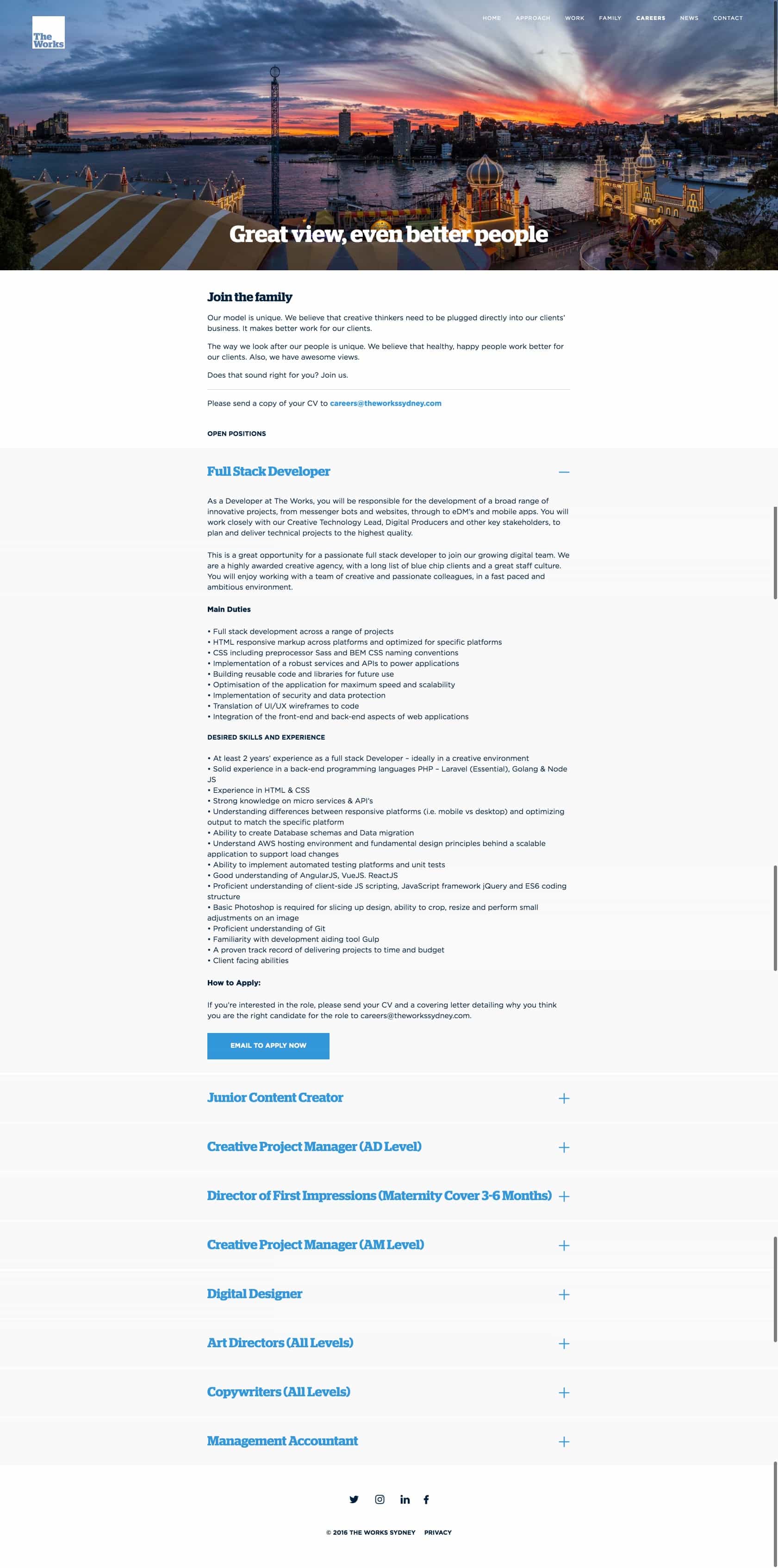 The Works Sydney | Website Build careers page