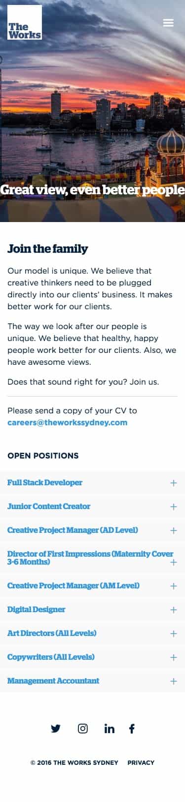 The Works Sydney | Website Build careers page