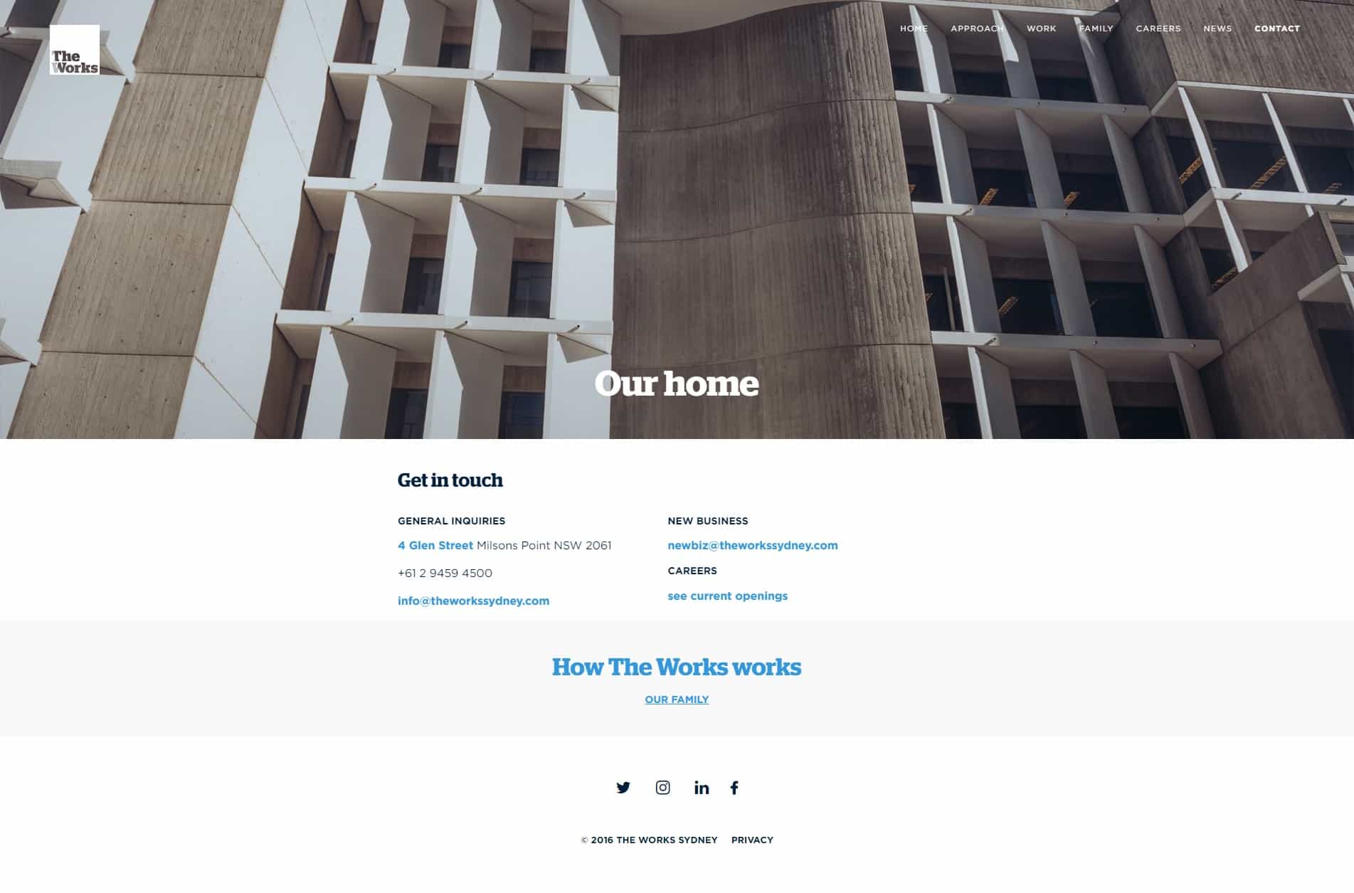 The Works Sydney | Website Build contact us page