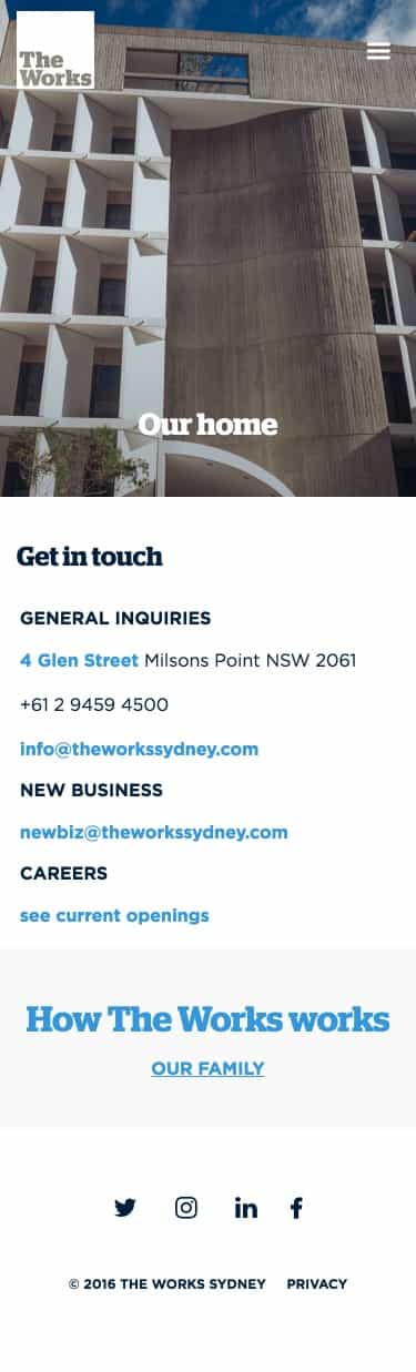 The Works Sydney | Website Build contact us page