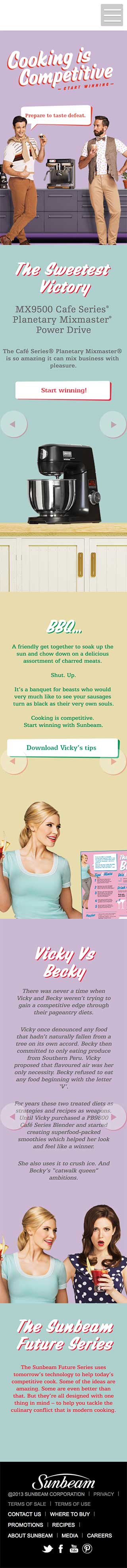 Cooking is competitive | Website Build Vicky vs Becky slides different header