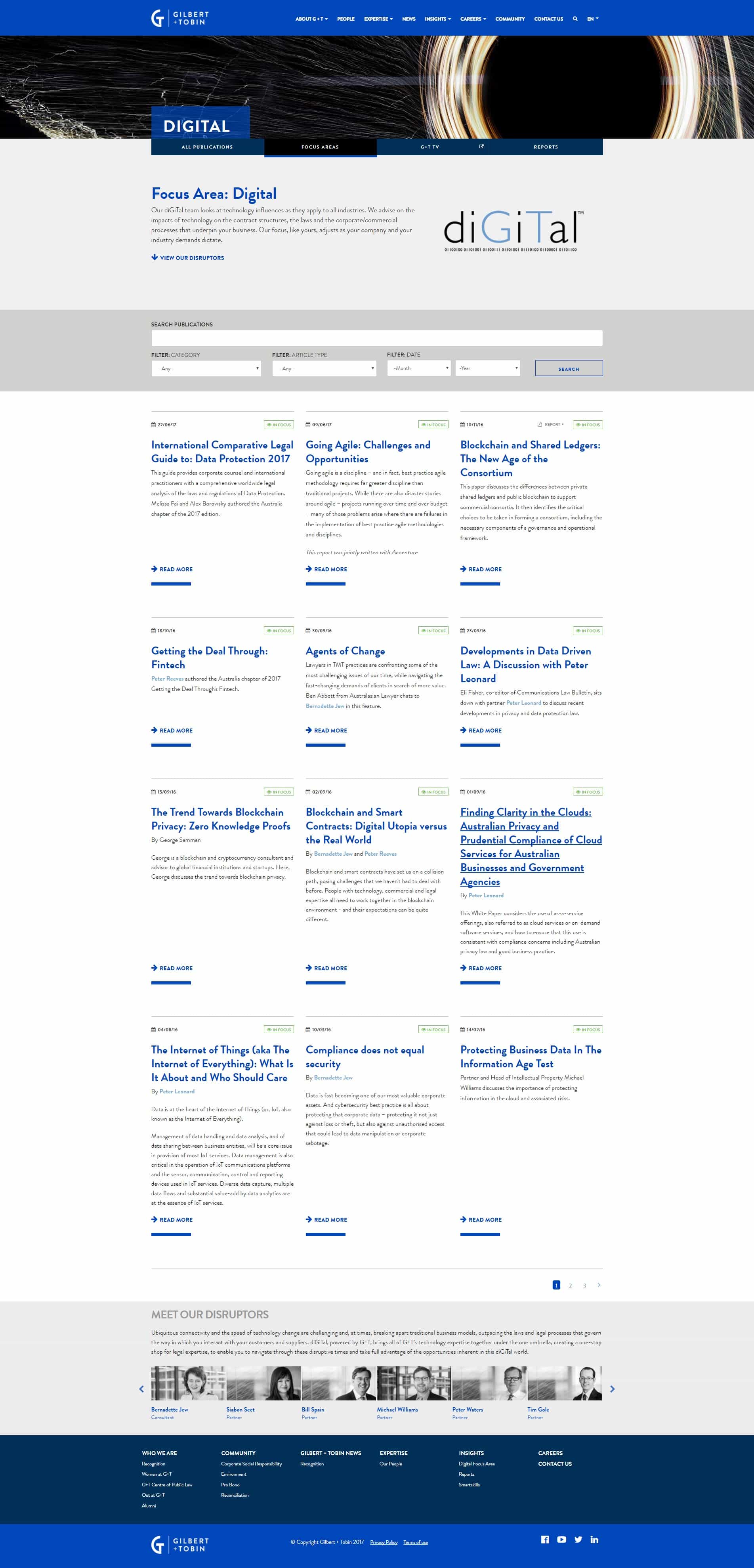 Gilbert + Tobin Lawyers | Frontend Website Build digital page