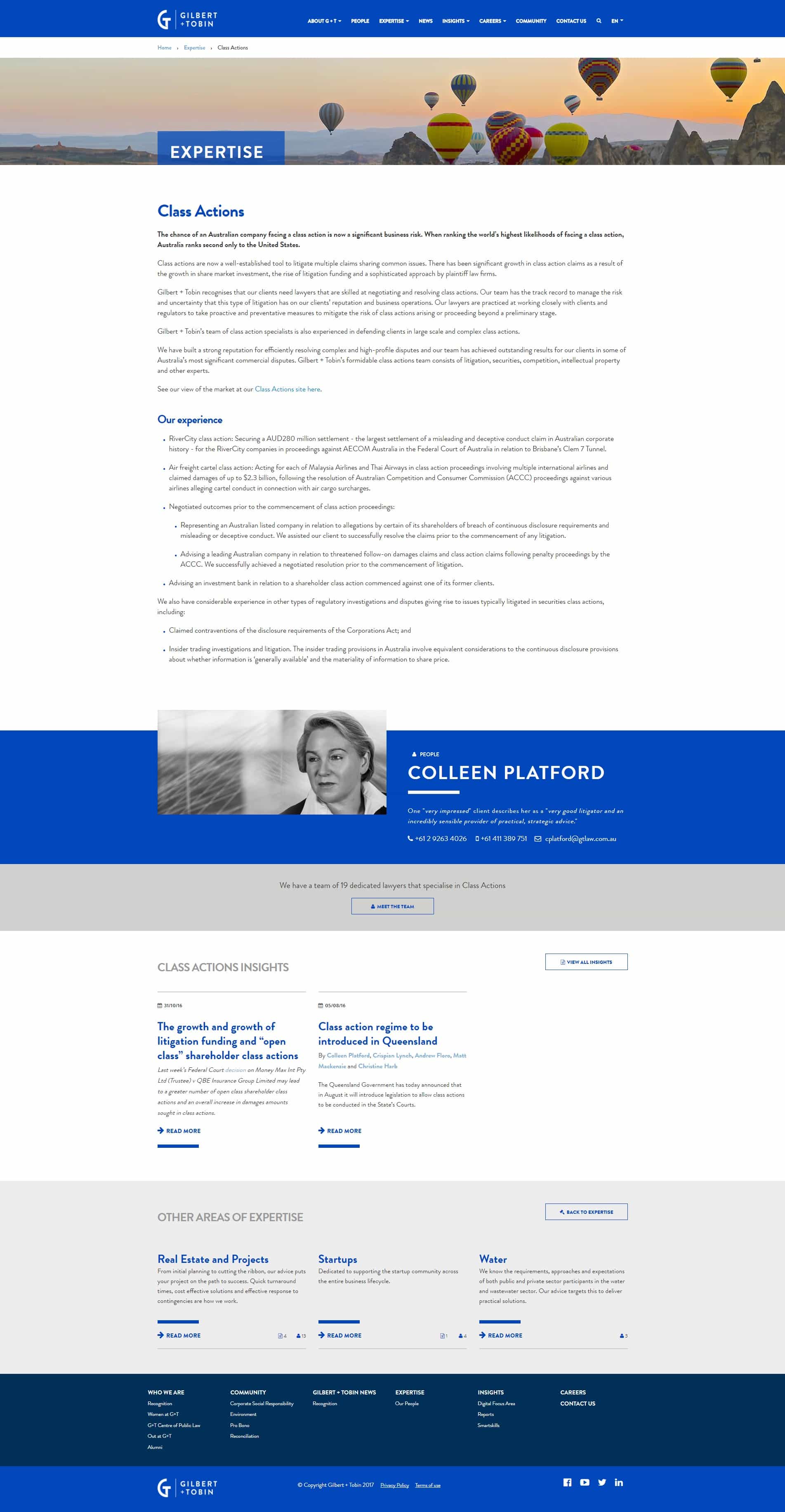 Gilbert + Tobin Lawyers | Frontend Website Build expertise detail page