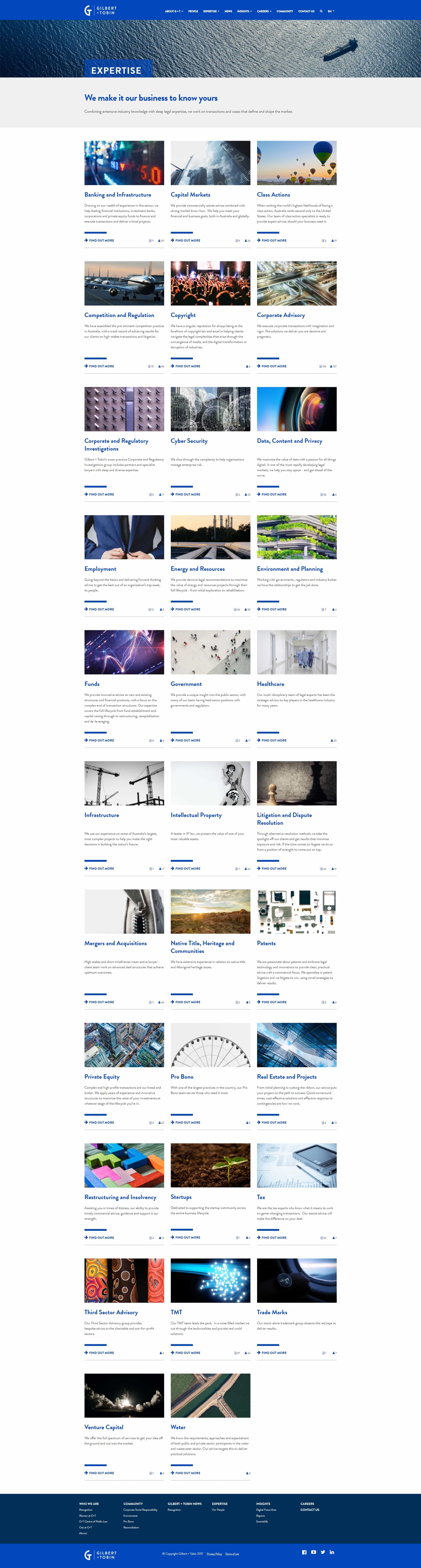 Gilbert + Tobin Lawyers | Frontend Website Build expertise page