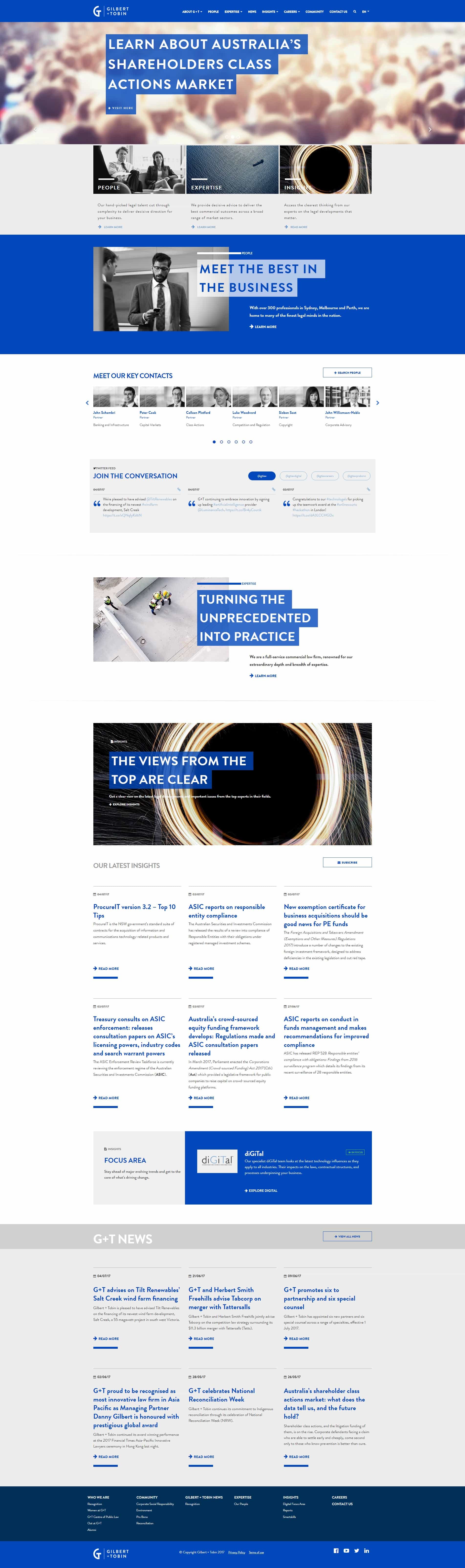 Gilbert + Tobin Lawyers | Frontend Website Build homepage
