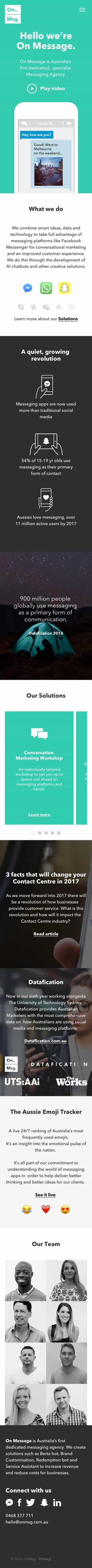 On Message | Website Build homepage