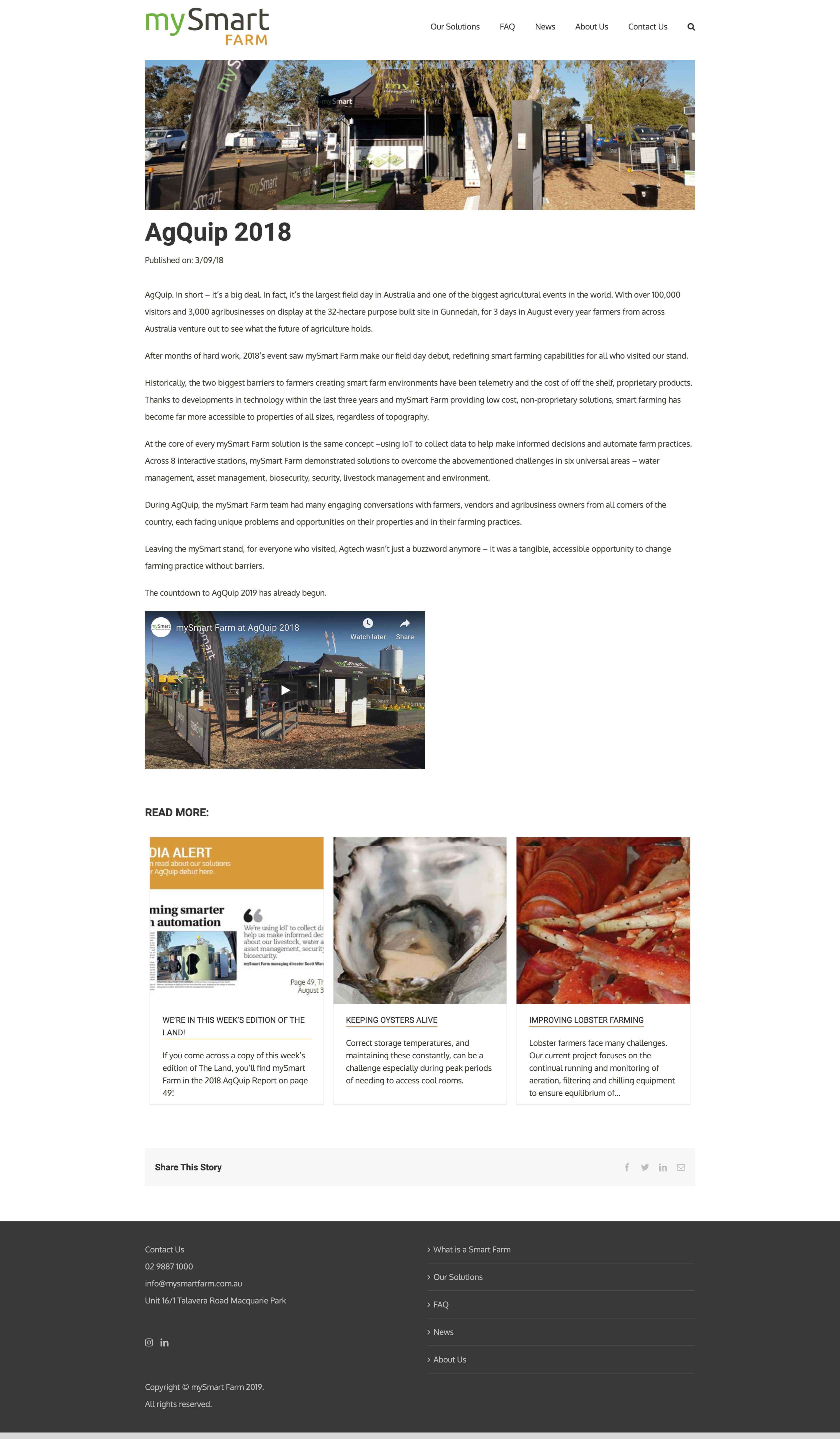 mySmart Farm | Website Build NEWS - agquip 2018