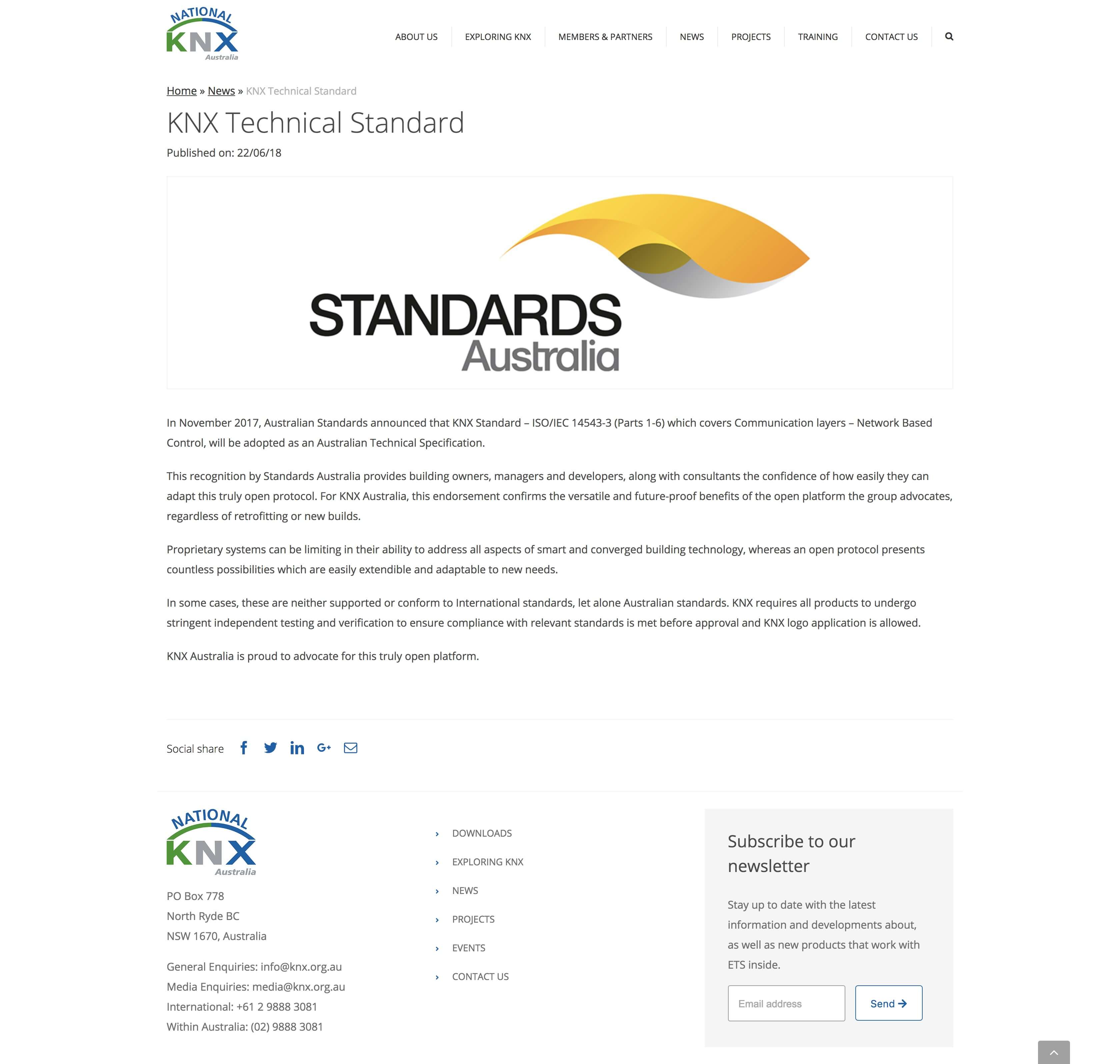 Welcome to KNX Australia - KNX Australia news article
