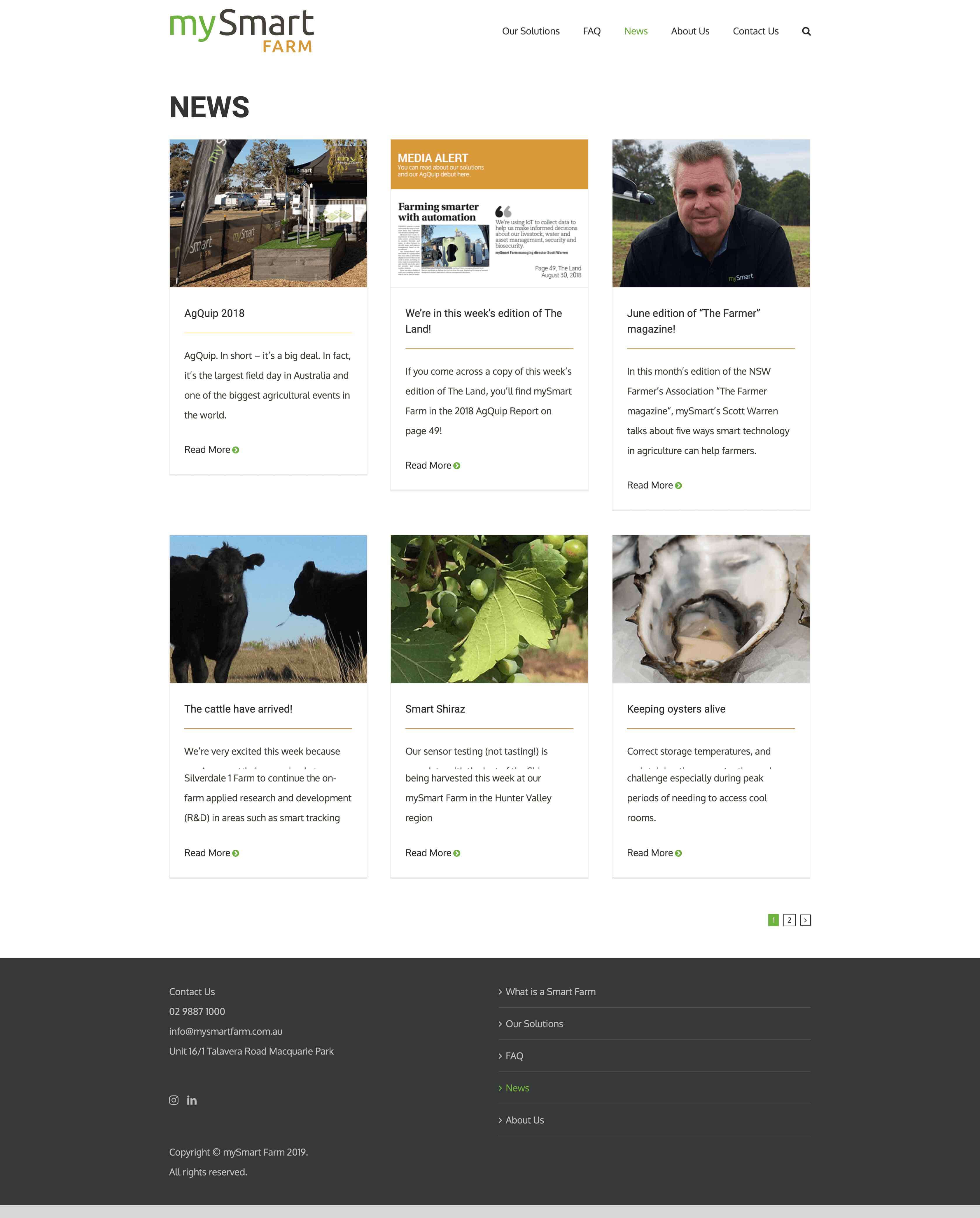 mySmart Farm | Website Build NEWS page