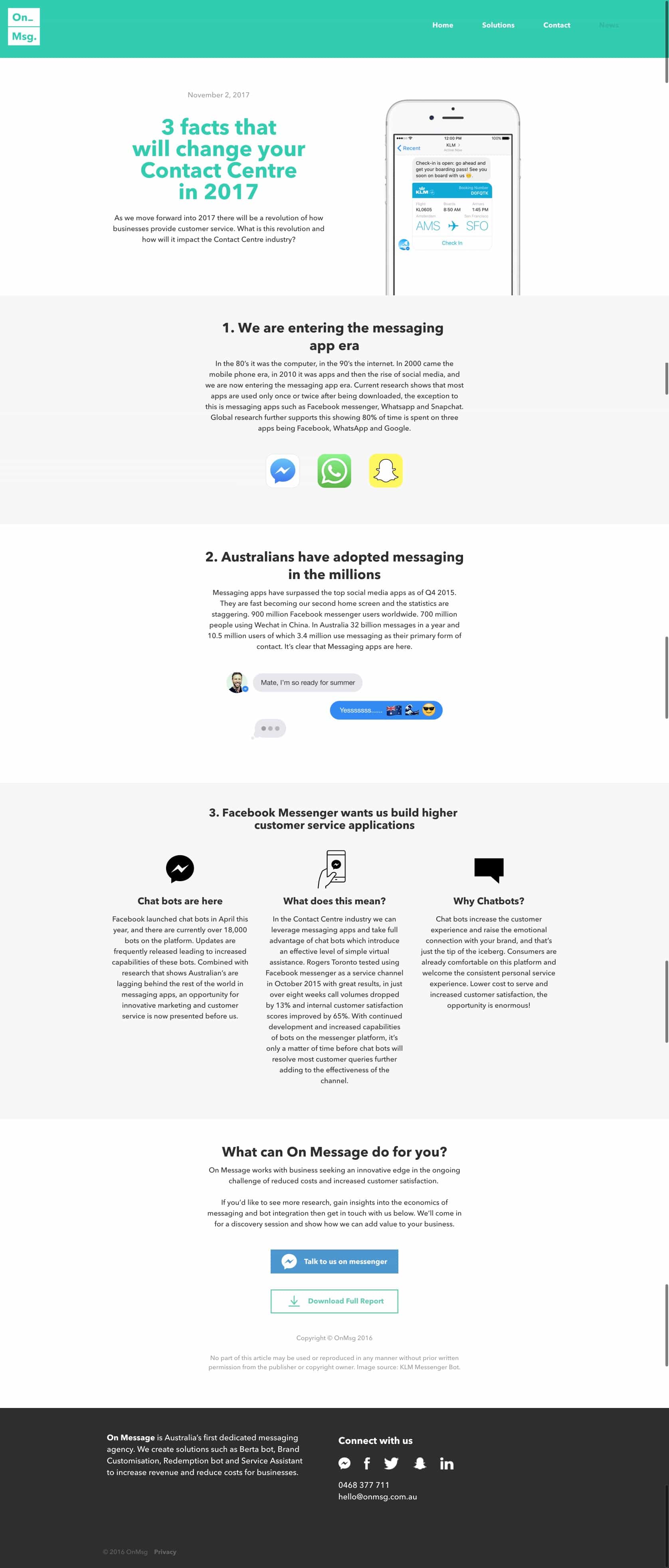 On Message | Website Build news page