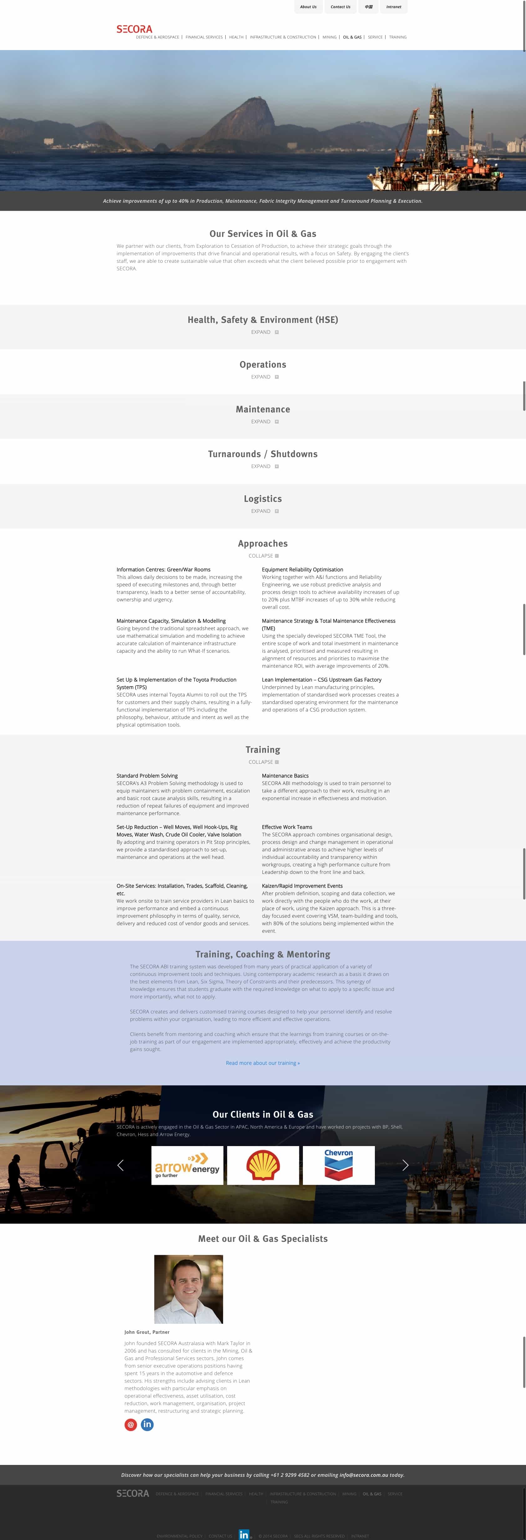 Secora | Website Build oil gas page