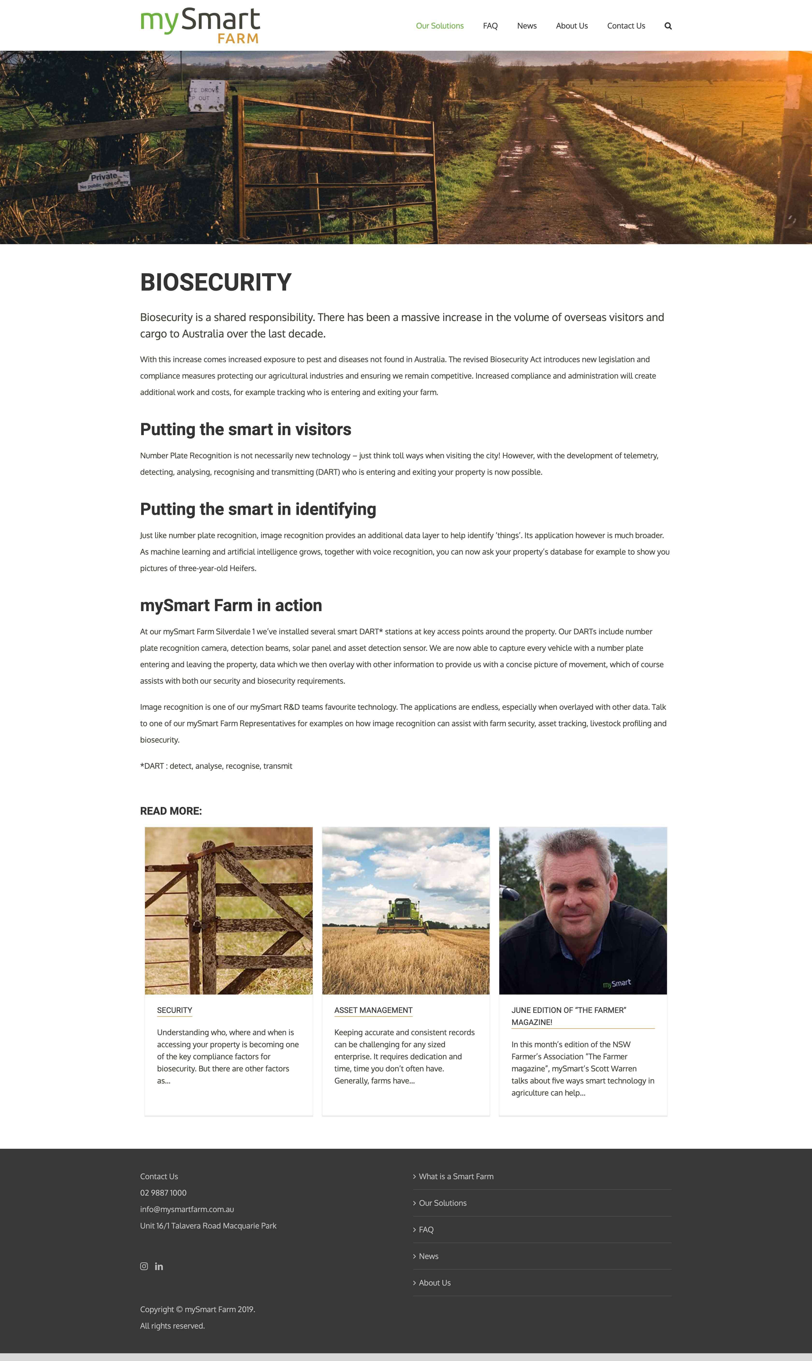 mySmart Farm | Website Build Solutions - biosecurity page