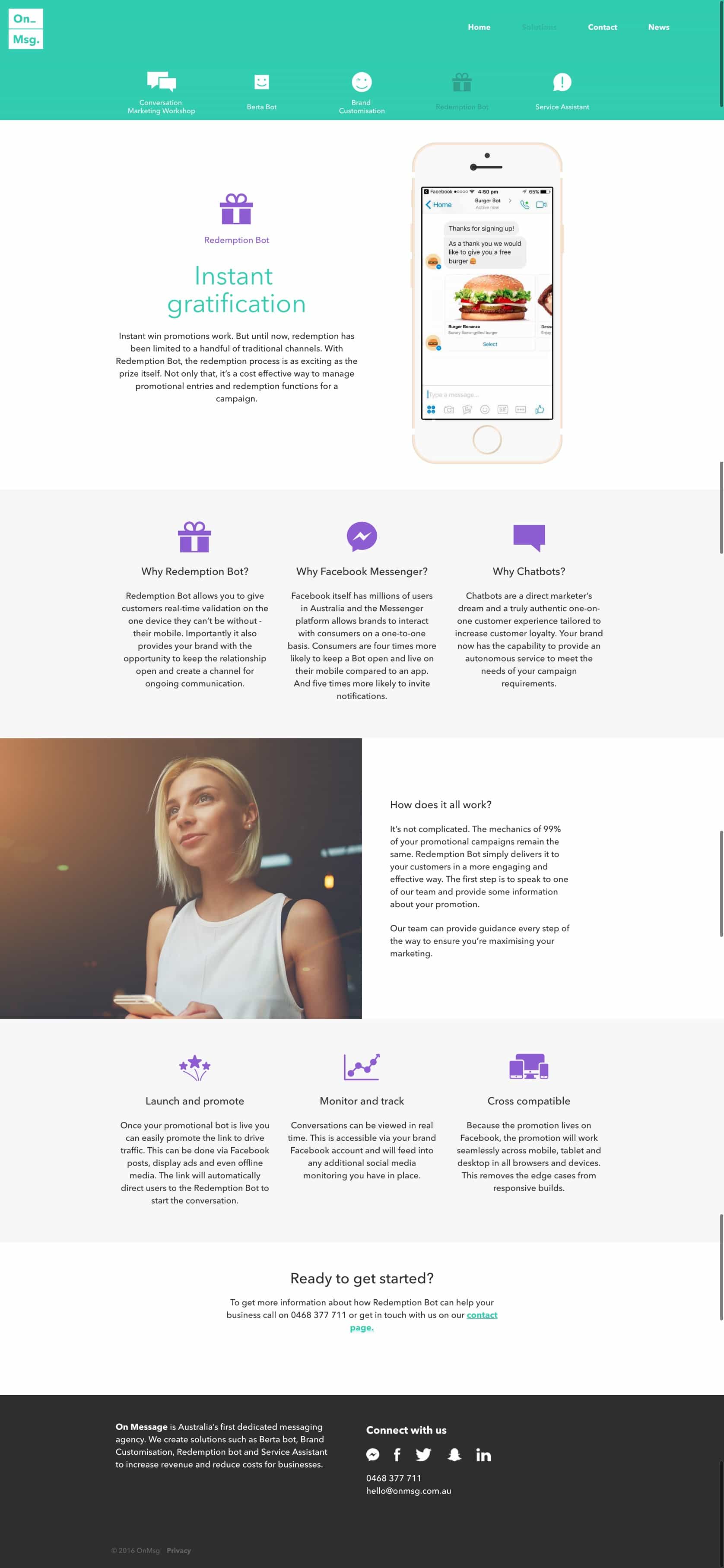 On Message | Website Build redemption bot page