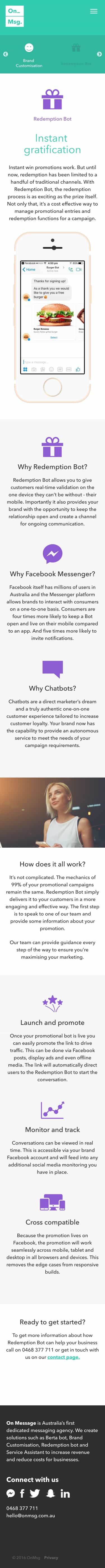 On Message | Website Build redemption bot page