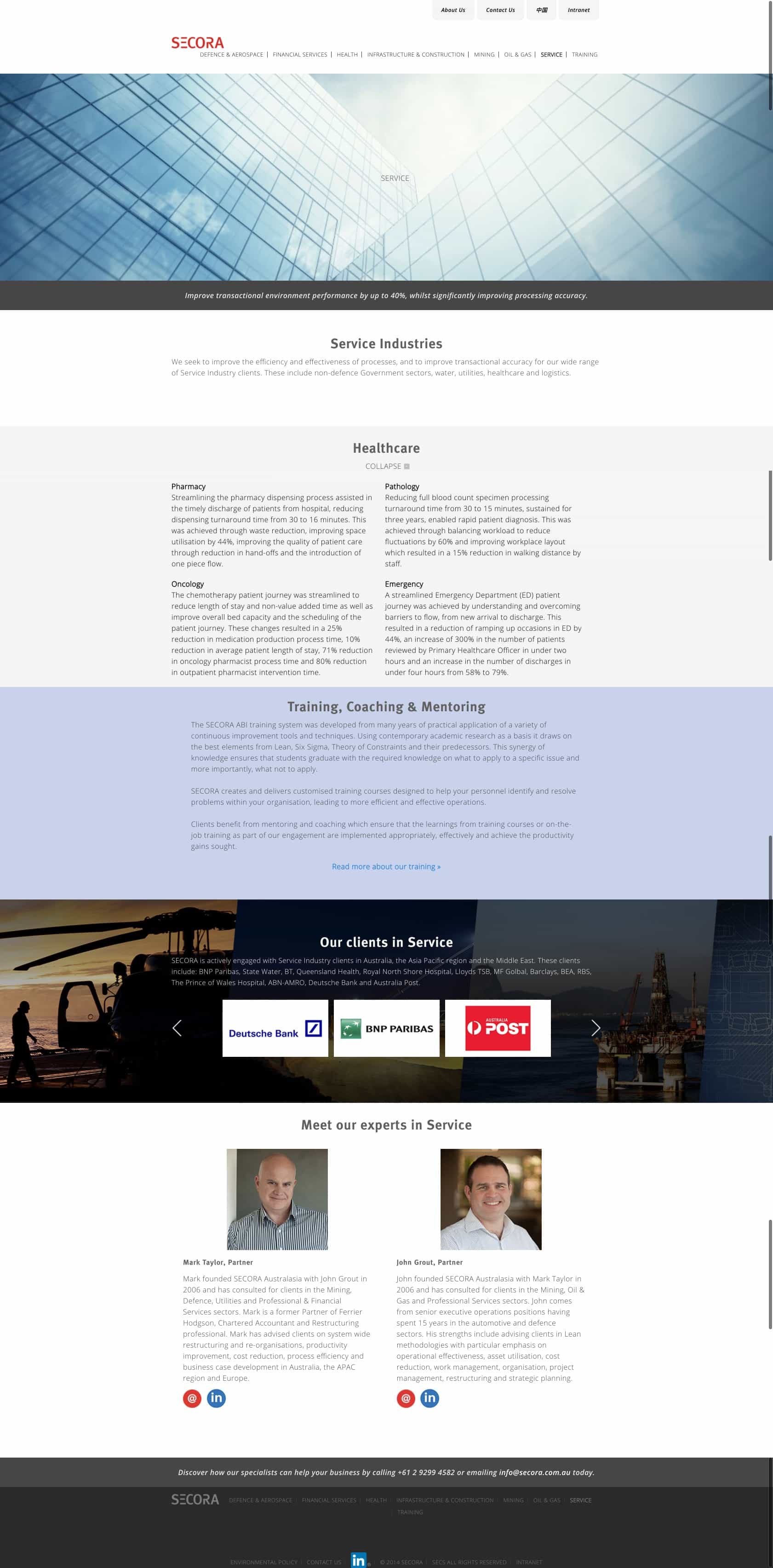 Secora | Website Build service industries page