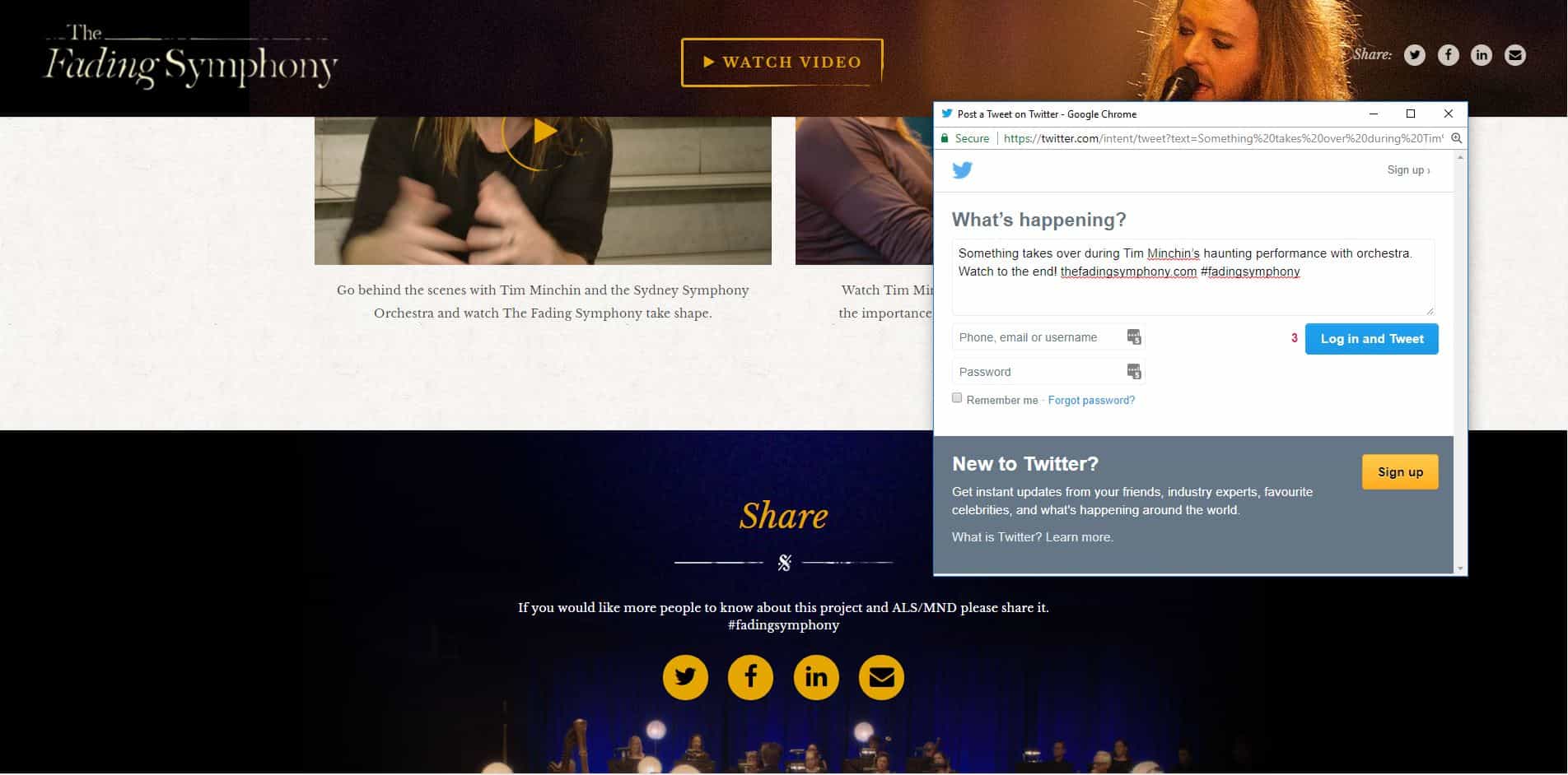 The Fading Symphony | Website Build share feature